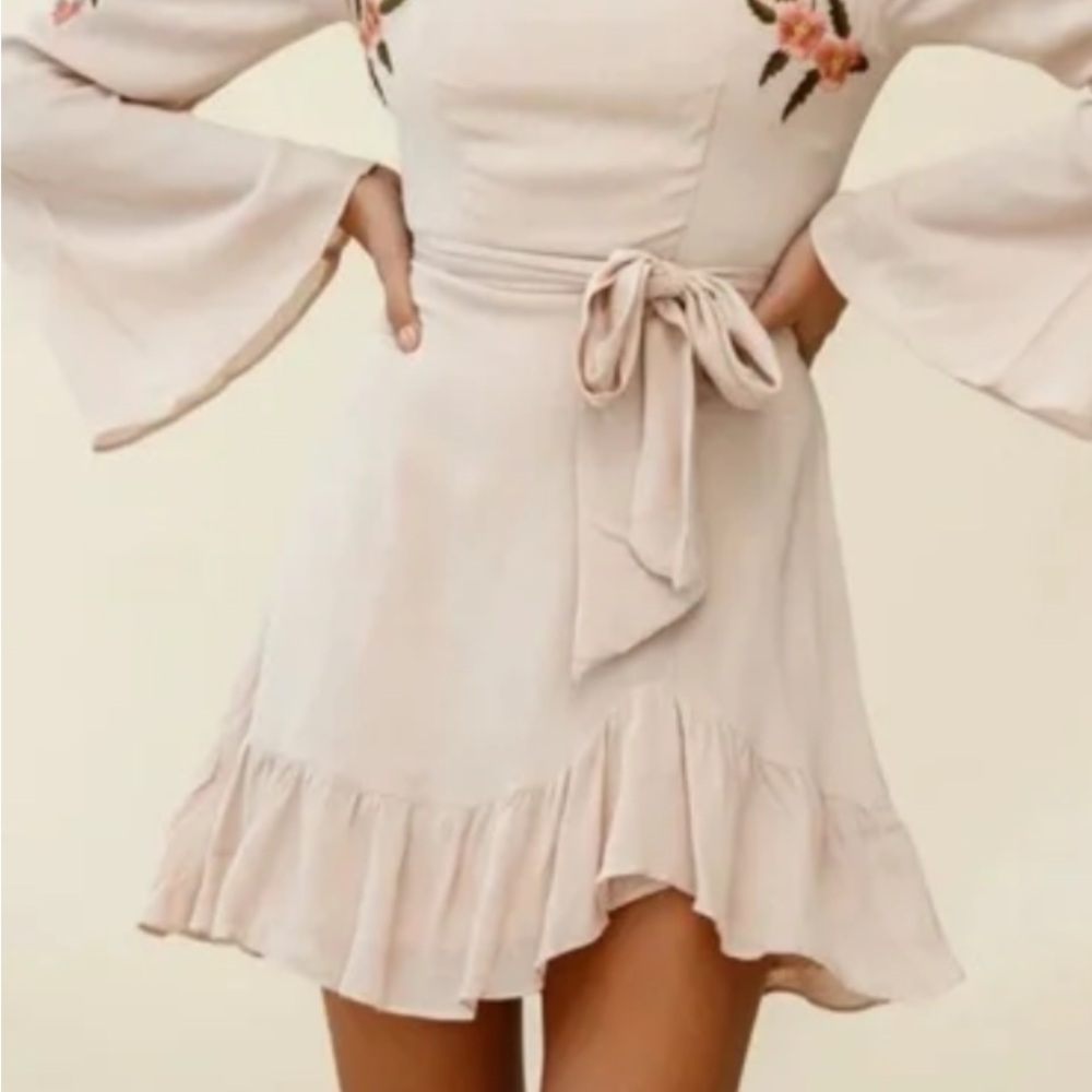 Selfie Leslie Cream Dress with Floral Embroidery - Picture 2 of 4